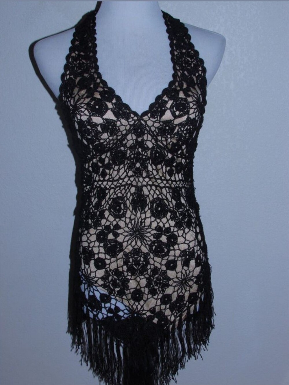 Vintage Cache' Crochet Halter Dress w/FREE Matching Leggings